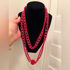 jay king red coral blue Turquoise Beaded 48” long Necklace new RARE!